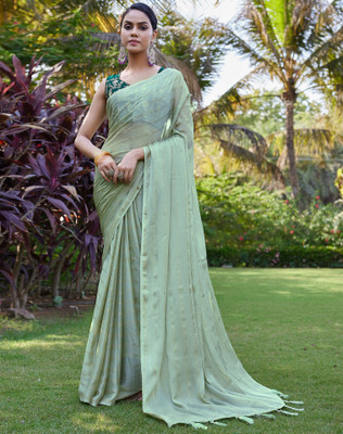 Tasrika Printed, Embellished Bollywood Georgette Saree(Green)