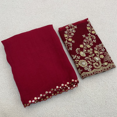 KONICA FAB Solid/Plain, Embroidered Bollywood Tissue Saree(Pink)