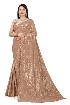 Clemira Embellished Bollywood Georgette Saree(Beige)