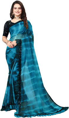 Julee Embroidered Bollywood Lycra Blend Saree(Blue)