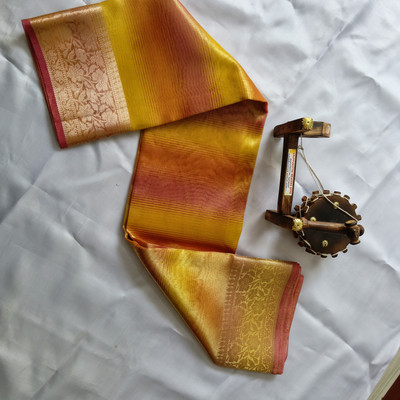 Vastra Embellished Saree with Attached Blouse Tissue Saree(Gold)