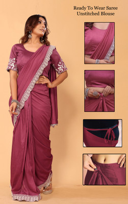 PATLANI STYLE Embroidered Bollywood Silk Blend Saree(Pink)