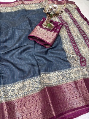 Chandan Fabrics Printed Bollywood Chanderi Saree(Grey)