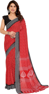 Moda Rapido Polka Print Daily Wear Georgette Saree(Red)