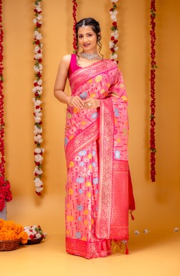 MIMOSA Woven Banarasi Art Silk Saree(Pink)