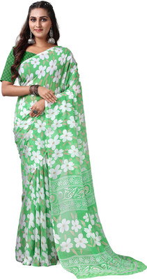 nirmal creation Printed Daily Wear Georgette Saree(Yellow)