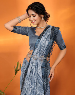 YASHIKA Embellished Bollywood Georgette Saree(Grey)