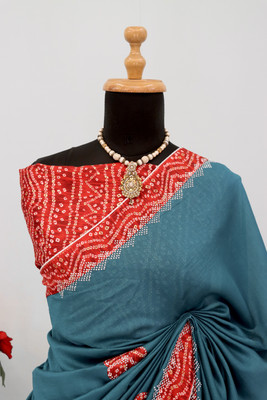 ZOYAL ENTERPRISE Printed Bollywood Silk Blend Saree(Dark Green, Red)