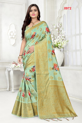 Divastri Printed, Digital Print Banarasi Art Silk Saree(Green)