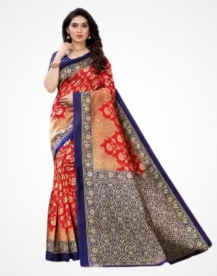 Silkbazar Printed Mysore Pure Silk Saree(Red)