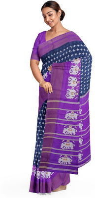Suntex Printed Kalamkari Art Silk Saree(Grey)