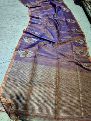 S.K. HOUSE Self Design Jamdani Linen Saree(Multicolor)