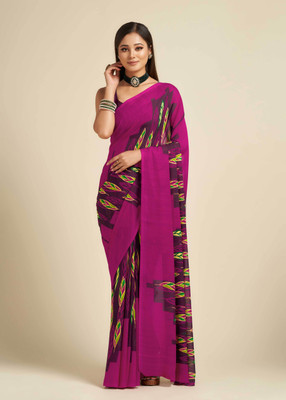 CHOICEIT Geometric Print, Printed Daily Wear Georgette Saree(Magenta)