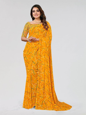 Moda Rapido Printed Daily Wear Georgette Saree(Yellow)
