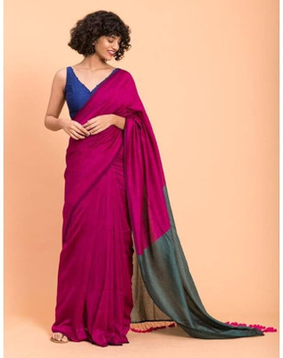 ABEight Self Design Handloom Cotton Blend, Cotton Silk Saree(Multicolor)