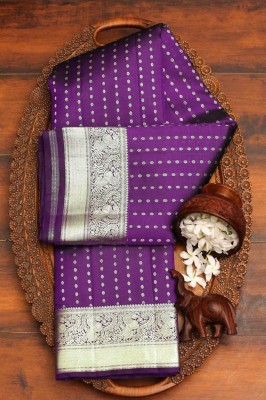 SHOPDROP Woven Kanjivaram Pure Silk Saree(Purple)