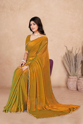 Vraggi Embellished Bollywood Chiffon Saree(Gold)