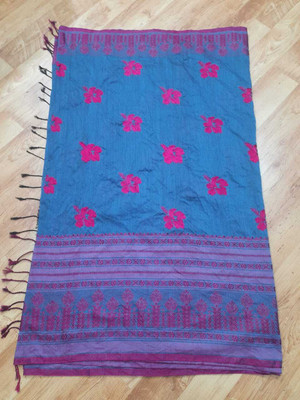 M FASHION Self Design Tant Pure Cotton Saree(Light Blue)