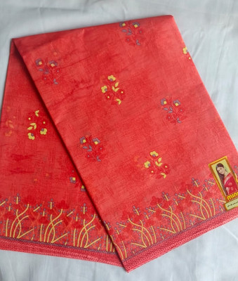 Minu Fashion Woven, Printed, Digital Print Bollywood Pure Cotton Saree(Red)
