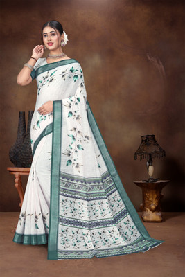 HENVI ENTERPRISE Printed, Woven Bollywood Cotton Linen Saree(Multicolor)
