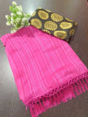 Vragi Striped Daily Wear Georgette Saree(Pink)