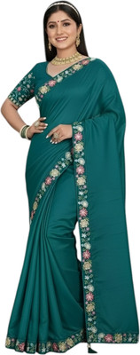 Shree Ambey Self Design Bollywood Georgette Saree(Green)