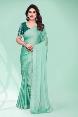 Aaradhya Enterprise Self Design Banarasi Pure Silk, Art Silk Saree(Green)