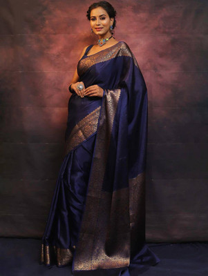 CKDESIGNER Printed Banarasi Jacquard Saree(Blue)