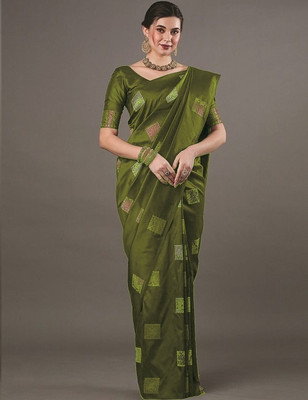 KAKADIYA Woven Kanjivaram Pure Silk Saree(Light Green)