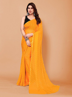 Sareemall Printed Bollywood Cotton Silk Saree(Yellow)