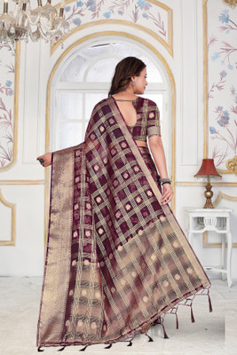 Aarunika SBT Solid/Plain Bollywood Organza Saree(Magenta)