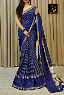 SFCS Printed Bollywood Chanderi Saree(Dark Blue)