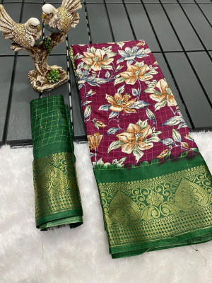 Classsy Foriever Woven, Floral Print Bollywood Silk Blend Saree(Multicolor)