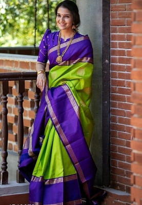 PRO TEXOFAB Self Design Kanjivaram Art Silk Saree(Light Green)