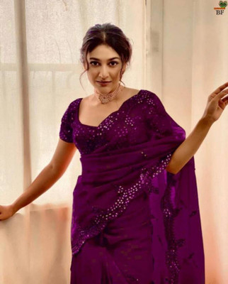 jashvicreation Embroidered Bollywood Organza Saree(Purple)