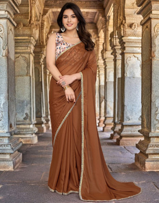 Satrani Self Design Bollywood Georgette Saree(Brown)