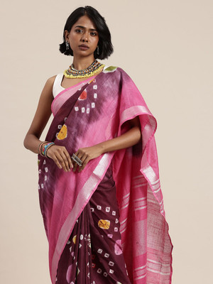 Taavi Self Design Handloom Pure Cotton Saree(Maroon)