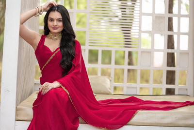 sarify creation Embellished Bollywood Silk Blend Saree(Multicolor)