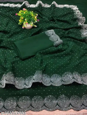 Looootnest Self Design Bollywood Georgette Saree(Green)
