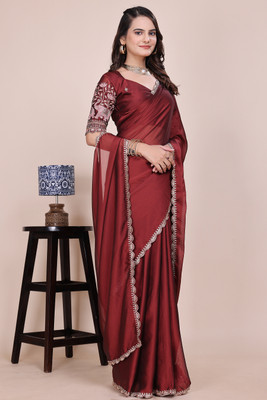 K 5 FASHION Embroidered Bollywood Georgette Saree(Maroon)