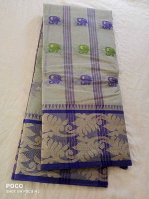 GHOSH TEXTILE Self Design Tant Pure Cotton Saree(White)