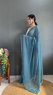 Moda Rapido Digital Print Bandhani Georgette Saree(Blue)