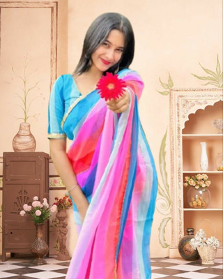 JAYAMENTERPRISE Striped Bollywood Georgette Saree(Multicolor)
