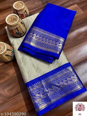 VK UNIQ Printed Banarasi Cotton Silk Saree(Multicolor)