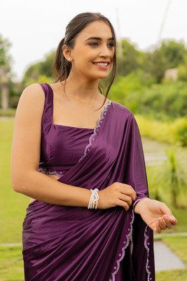 SUBHAM Solid/Plain Bollywood Silk Blend Saree(Magenta)