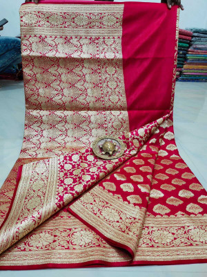 Asa fashion Self Design, Woven Banarasi Pure Silk Saree(Red)