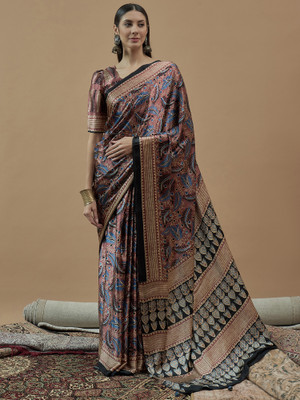Sareemall Printed Hand Batik Crepe Saree(Multicolor)
