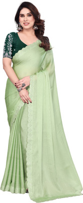 Aaradhya Enterprise Self Design Banarasi Pure Silk, Art Silk Saree(Green)