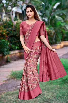 DHARMRAJ ENTERPRISE Digital Print Bollywood Jute Silk Saree(Pink)