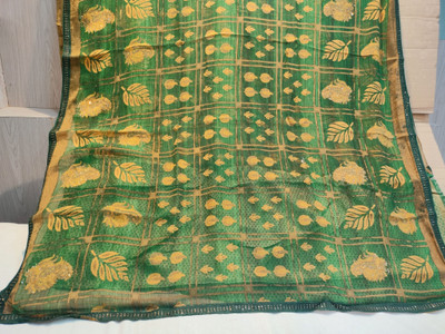 Madhur milan Printed Bollywood Brasso Saree(Green)